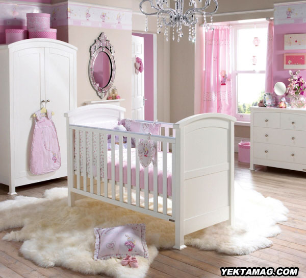 مدل تخت و کمد نوزاد با رنگ صورتی