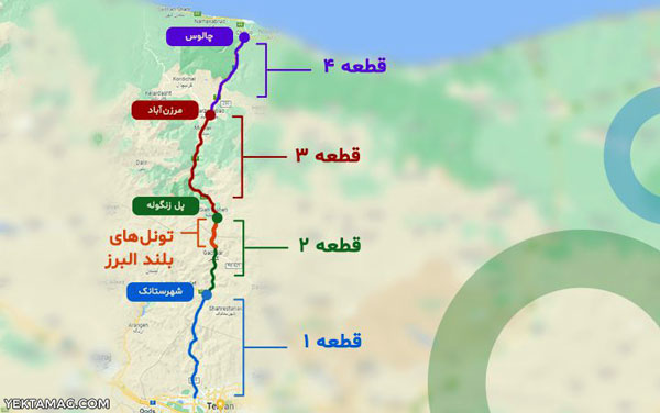 مسیر آزادراه تهران شمال